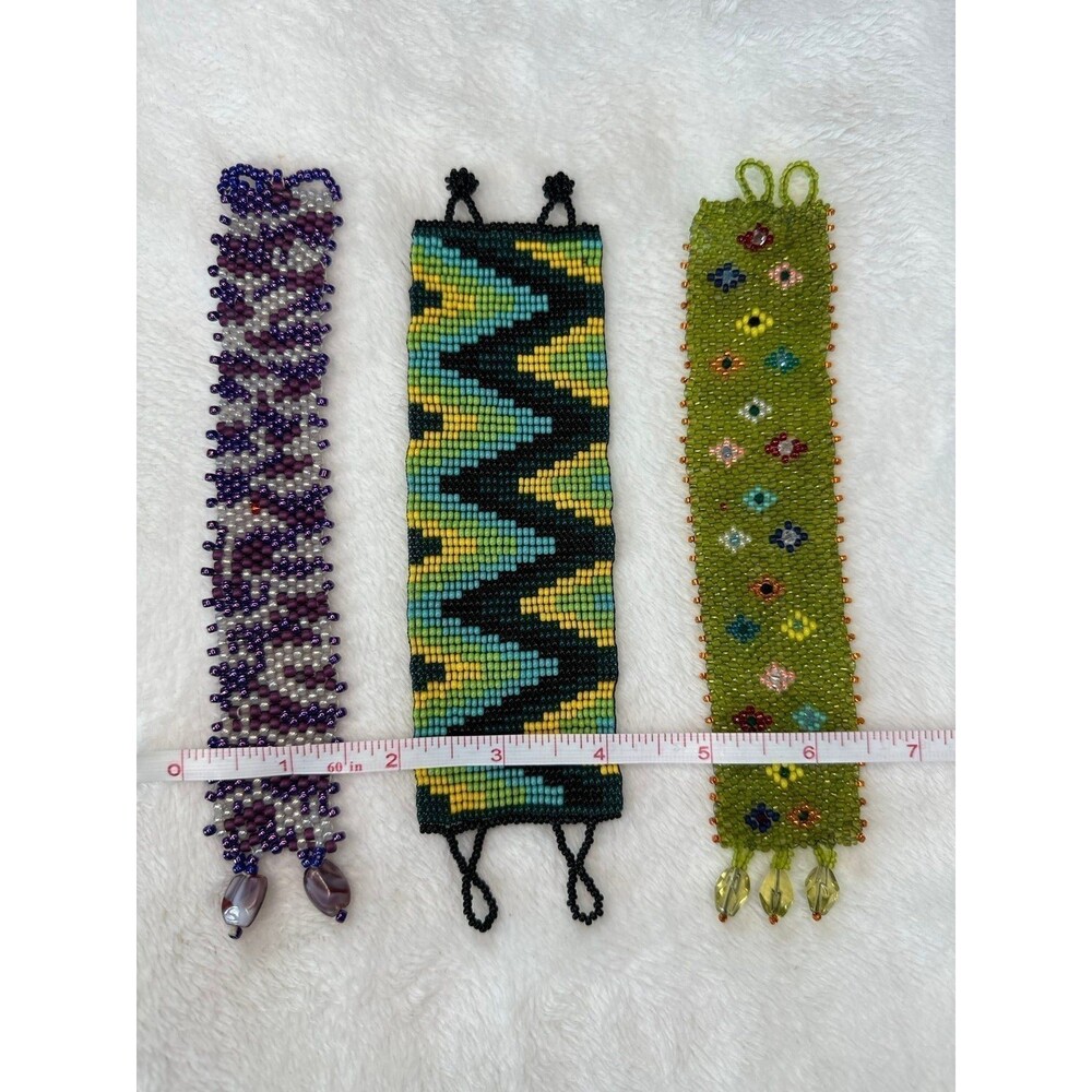 Hand beaded cuff bracelet bundle - Picture 4 of 4
